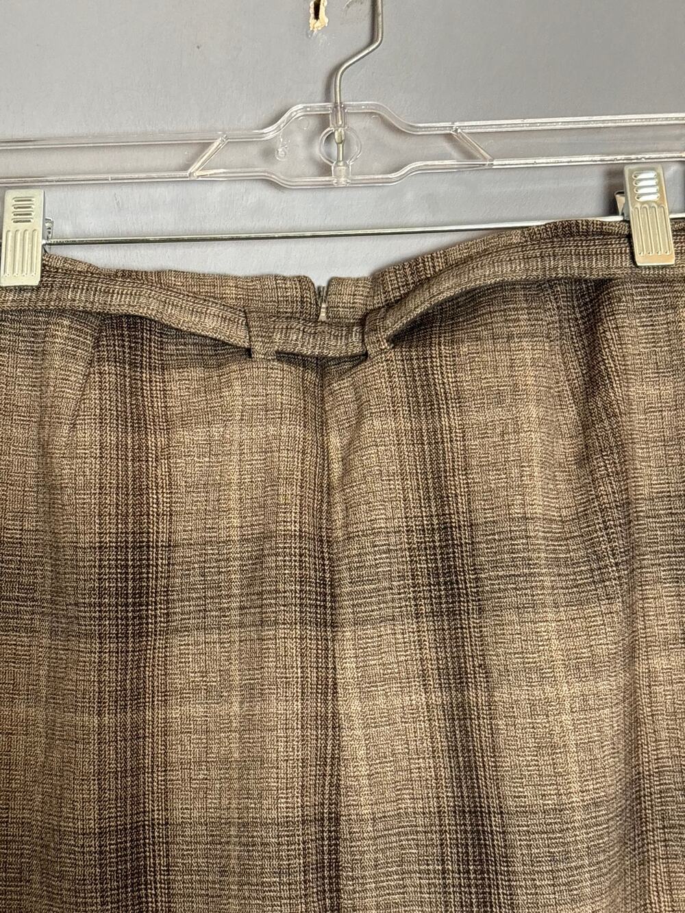 Zoe D Womens Brown Plaid Pleated Skirt Size 8 Polyester Rayon Blend